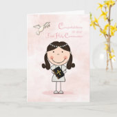 Carte Première Communion, Fille aux cheveux noirs, Félic (Fleur jaune)