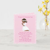 Carte Première communion Fille noire (Fleur jaune)