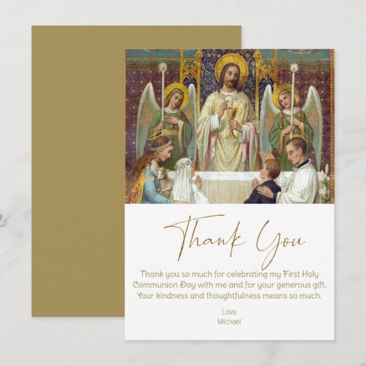 Carte Première communion Merci Jésus avec enfants (Devant / Derrière)