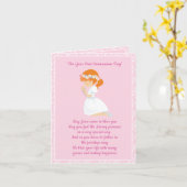 Carte Première communion Red Hair Girl (Fleur jaune)