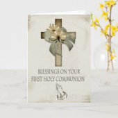 Carte Première communion sainte (Fleur jaune)