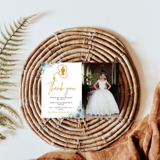 Carte Première communion sainte d'aquarelle simple merci