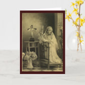 Carte Première communion vintage (Fleur jaune)