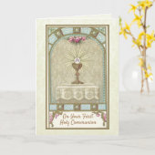 Carte Première Communion Vintage Eucharistie Altar (Fleur jaune)