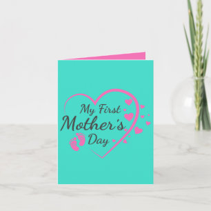 Carte Première fête des mères; rose; cœur; joli