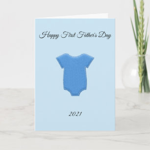 Carte Première Fête des pères couleur bleu onsie