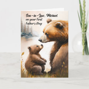 Carte Première Fête des pères Papa Baby Bear Relations p