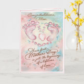 Carte Première Fête Whimsical Maman Fête de la Mère (Fleur jaune)