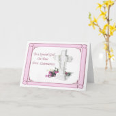 Carte Première Fille de la Communion (Fleur jaune)