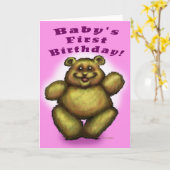 Carte Première fille de l'anniversaire du bébé (Fleur jaune)