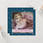 Carte Première fille de Noël bleu flacons de neige photo (Devant/Arrière en situation)