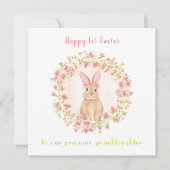 Carte Première fille lapin rose Pâques Petite-fille (Devant)