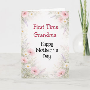 Carte Première fois Mamie Fête des Mères Élégant Floral