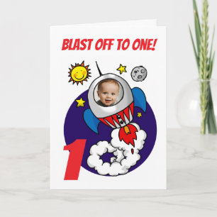 Carte Première Fusée d'Anniversaire Décollage Vers Un En