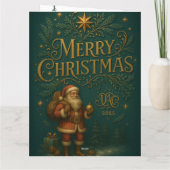 Carte Première G dorée avec Père Noël et Couronne (Dos)