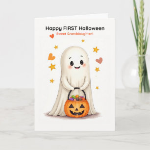 Carte Première Halloween de la petite-fille Mignon Fantô