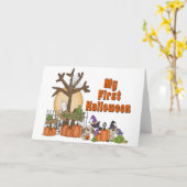 Carte Première Halloween mignonne et Éffrayante (Fleur jaune)