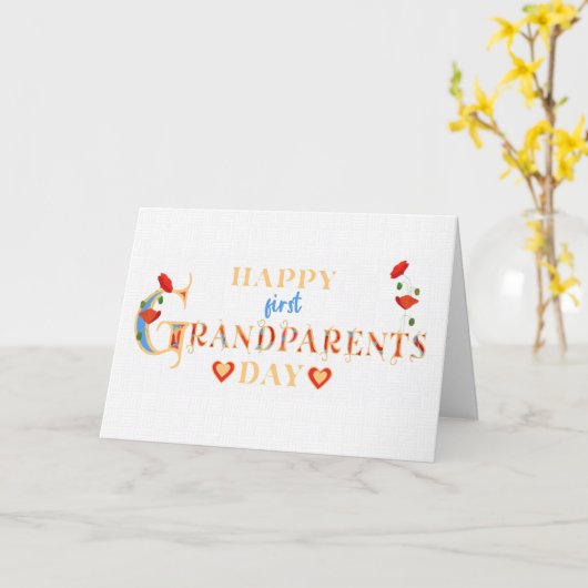 Carte Première Journée des grands-parents avec des pavot (Fleur jaune)