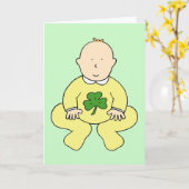 Carte Première Saint Patrick pour un bébé (Fleur jaune)