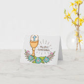 Carte Première sainte communion (Fleur jaune)