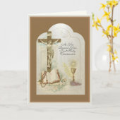 Carte Première Sainte Communion catholique (Fleur jaune)