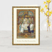 Carte Première Sainte Communion catholique Jésus Anges (Fleur jaune)