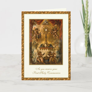Carte Première Sainte Communion catholique Jésus Anges C