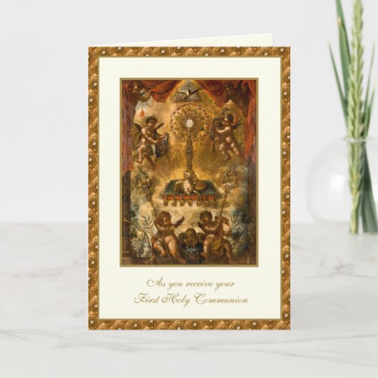 Carte Première Sainte Communion catholique Jésus Anges C (Devant)