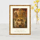 Carte Première Sainte Communion catholique Jésus Anges C (Fleur jaune)