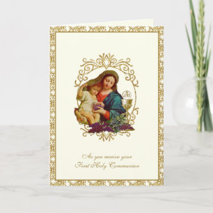 Carte Première Sainte Communion catholique Jésus Marie É