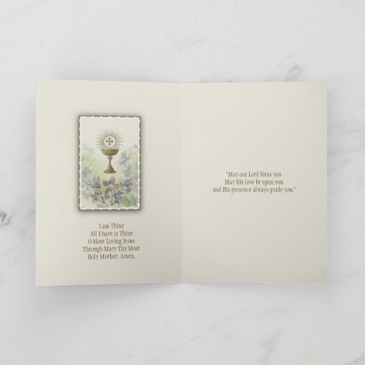 Carte Première Sainte Communion Chalice Fleurs hôtes (Intérieur)