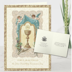 Carte Première Sainte Communion d'enfant Prière des Ange