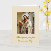 Carte Première sainte communion - félicitations - (Fleur jaune)