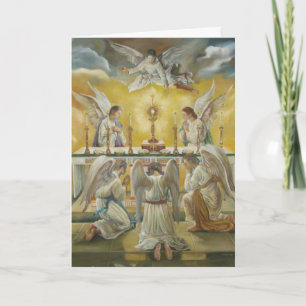 Carte Première Sainte Communion Hostie Calice Anges