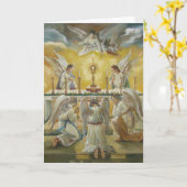 Carte Première Sainte Communion Hostie Calice Anges (Fleur jaune)