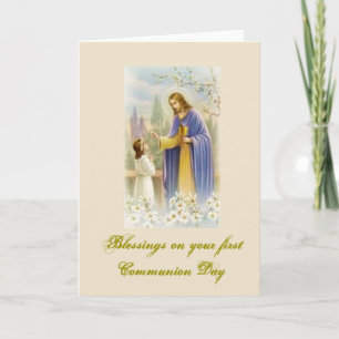 Carte Première sainte communion - pour des félicitations