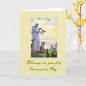 Carte Première sainte communion - pour des félicitations (Fleur jaune)