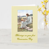 Carte Première sainte communion - pour des félicitations (Fleur jaune)