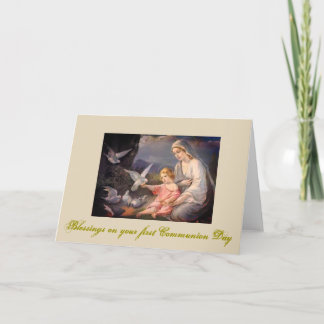 Carte Première sainte communion pour la fille et le