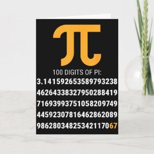 Carte Premières 100 Chiffres De Pi 67 Nerds Geeks Prof D