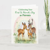 Carte Premiers St-Patrick de nouveaux parents Cerf des b (Devant)