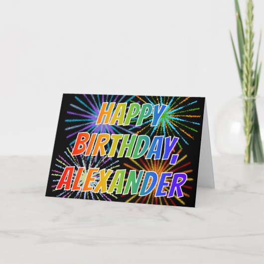 Carte Prénom "ALEXANDER" Fun "HAPPY BIRTHDAY" (Devant)
