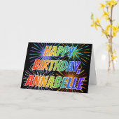 Carte Prénom "ANNABELLE" Fun "HEUREUX ANNIVERSAIRE" (Fleur jaune)