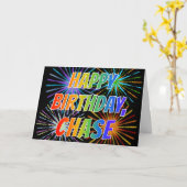 Carte Prénom "CHASE" Fun "HEUREUX ANNIVERSAIRE" (Fleur jaune)