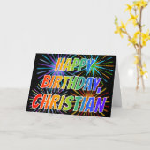 Carte Prénom "CHRISTIAN" Amusement "Joyeux Anniversaire" (Fleur jaune)