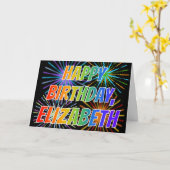 Carte Prénom "ELIZABETH" Fun "HEUREUX ANNIVERSAIRE" (Fleur jaune)