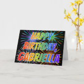 Carte Prénom "GABRIELLA" Fun "HEUREUX ANNIVERSAIRE" (Fleur jaune)