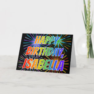 Carte Prénom "ISABELLA" Fun "HEUREUX ANNIVERSAIRE"