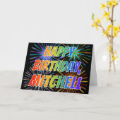 Carte Prénom "MITCHELL" Amusement "JOYEUX ANNIVERSAIRE" (Fleur jaune)