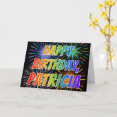 Carte Prénom "PATRICIA" Amusant "HEUREUX ANNIVERSAIRE" (Fleur jaune)